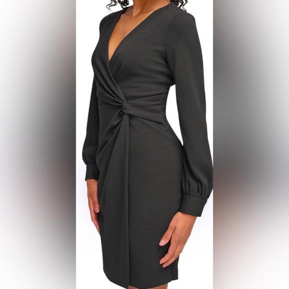 DKNY Black Elegant side Knot  Contemporary long sleeve dress Sz 10 - Picture 15 of 15